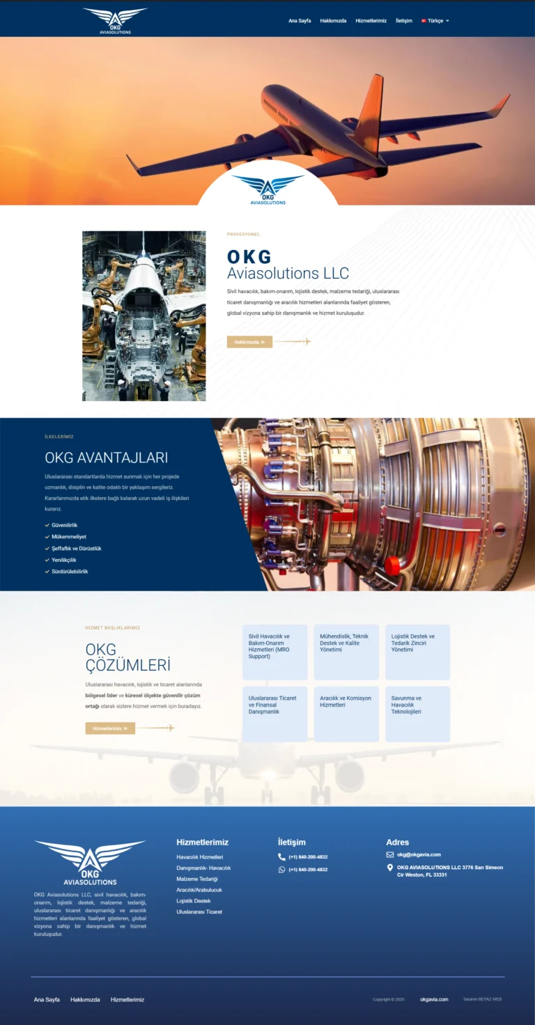 Havacılık Web sitesi tasarımı